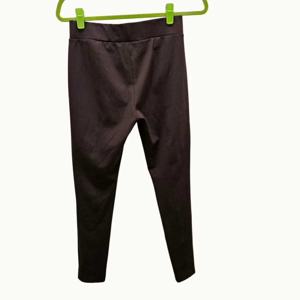MICHAEL KORS Women Sz S‎ Brown Ponte Knit Leggings Pants Gold Logo Detail Career